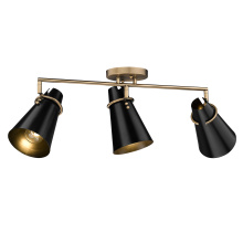 Golden 2122-3SF MBS-BLK - Golden Lighting Reeva 3-light Semi-Flush Mount in Modern Brass and Matte Black shade
